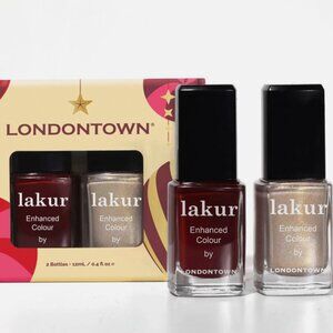 LONDONTOWN 2-piece Velvet Soiree Lakur Set Naughty List, You are Golden NIB